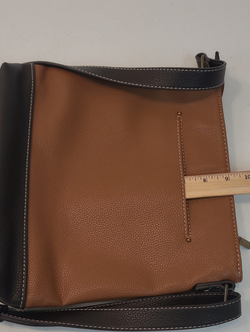 Dog Lover's Chala Paw Accent Vegan Brown/Black Crossbody Bag Adjustable Strap - Picture 11 of 16